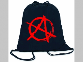 Anarchy áčko v krúžku  ľahké sťahovacie vrecko ( batôžtek / vak ) s čiernou šnúrkou, 100% bavlna 100 g/m2, rozmery cca. 37 x 41 cm